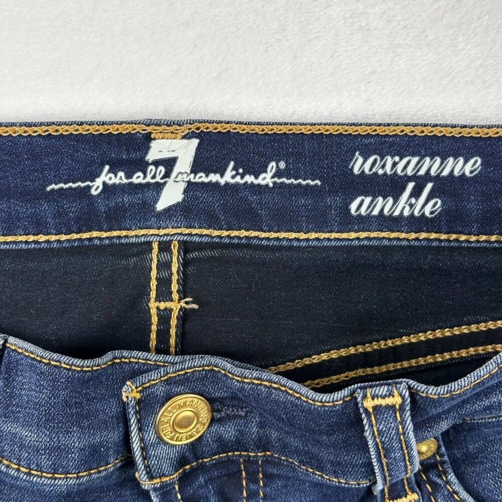 7 For All Mankind Women’s Roxanne Ankle Jeans Stretch Denim Dark Wash Sz 27 - Picture 4 of 8